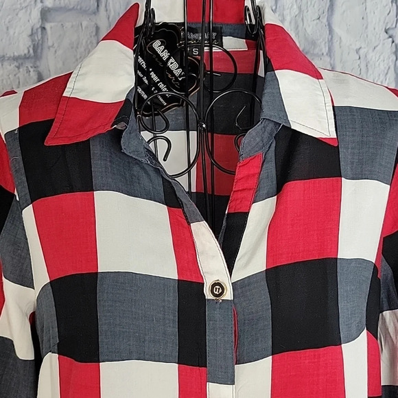 GAMEDAY COUTURE Red, Black, and White Plaid Alabama Shirt Dress Small - Picture 2 of 6